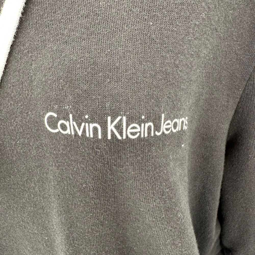 Calvin Klein Jeans Womens Black Hoodie W/ White Logo Hem Size M - Picture 5 of 10